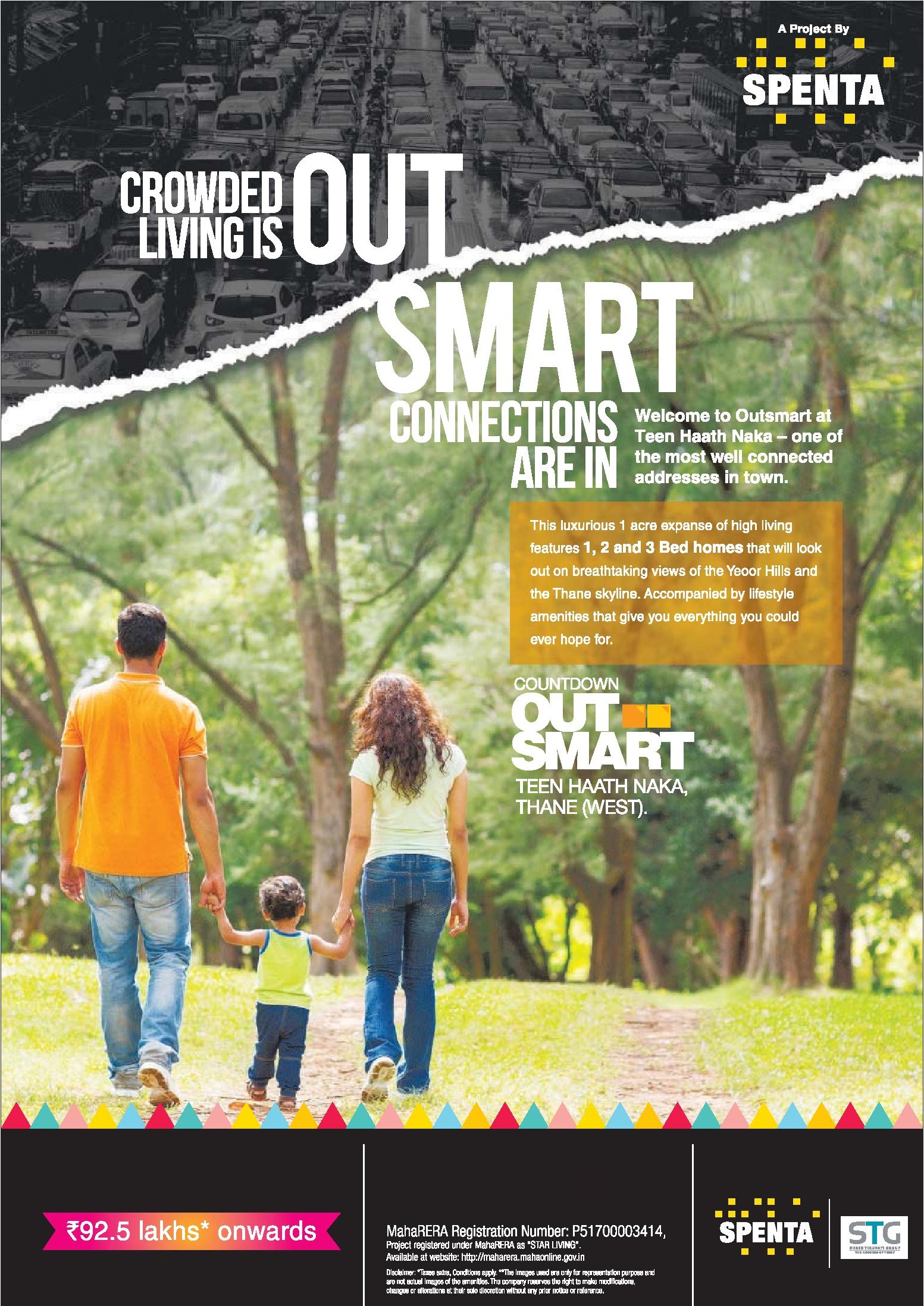 Avail 1, 2 & 3 bedroom homes @ Rs. 92 lakhs at Spenta Countdown Out Smart in Thane, Mumbai