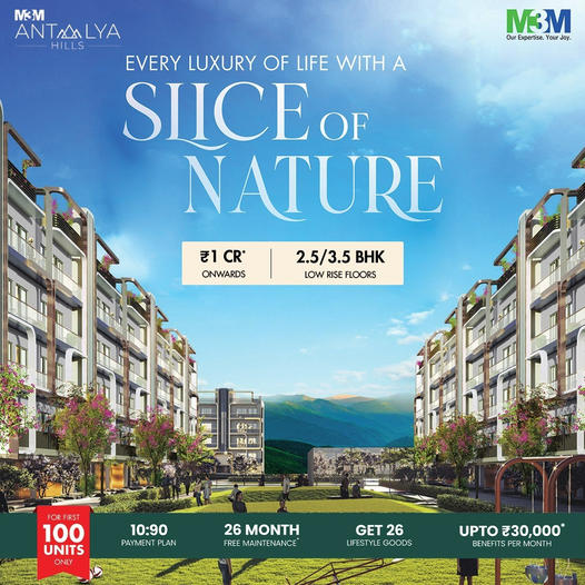 Presenting 10:90 payment plan at M3M Antalya Hills in Sector 79, Gurgaon