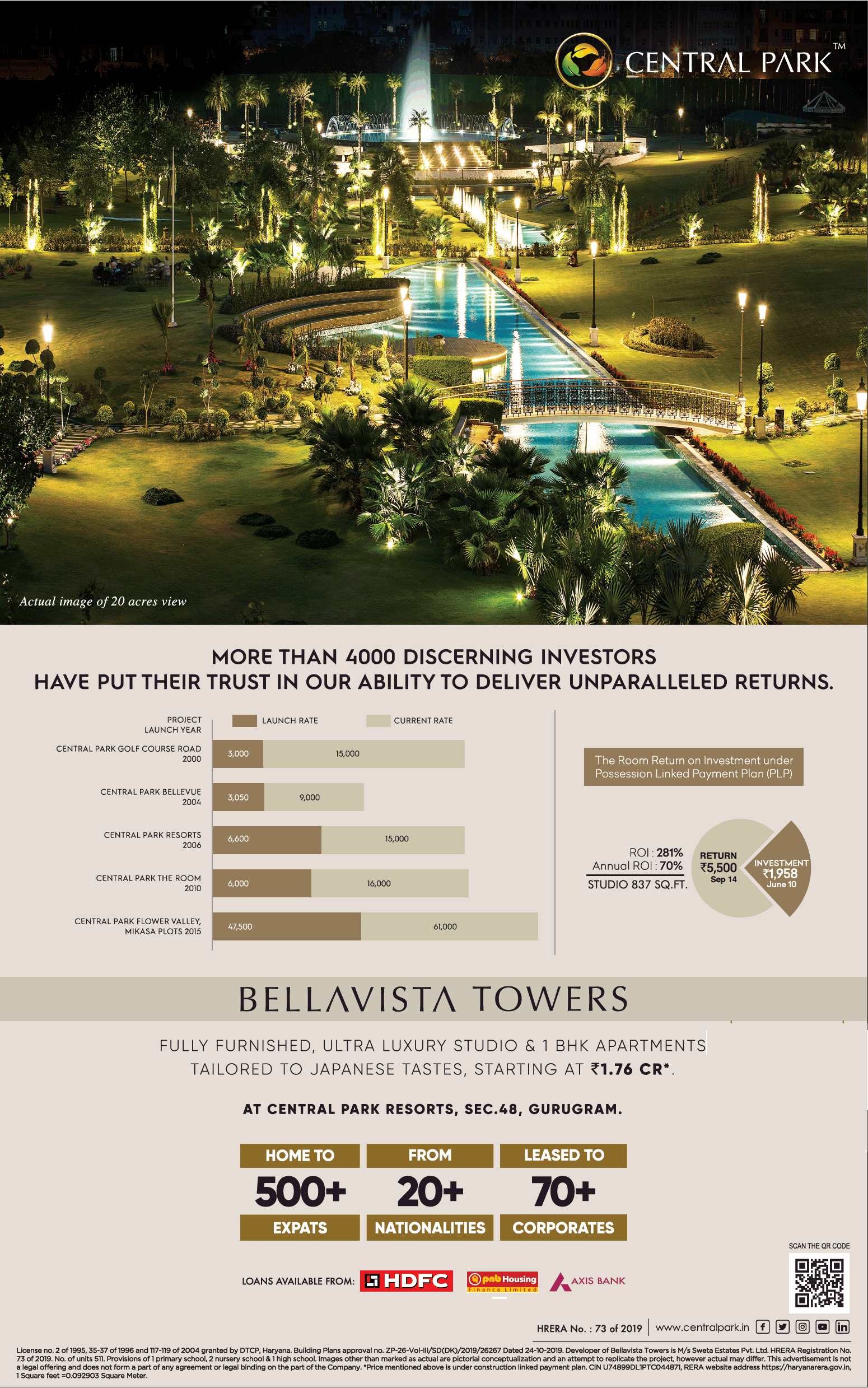 1 BHK apartment starting Rs 1.76 Cr at Central Park Bellavista Towers in Gurgaon