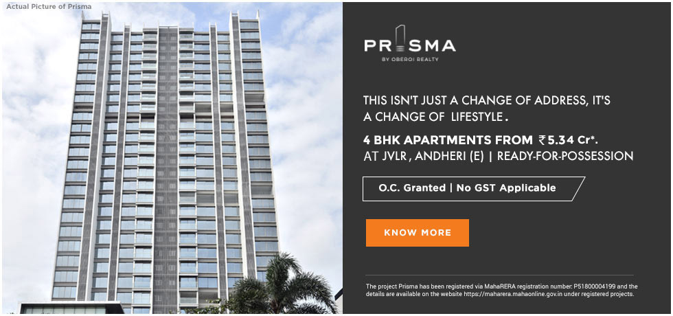 Book 4 BHK apartments from Rs 5.34 Cr at Oberoi Prisma, JVLR, Mumbai Update