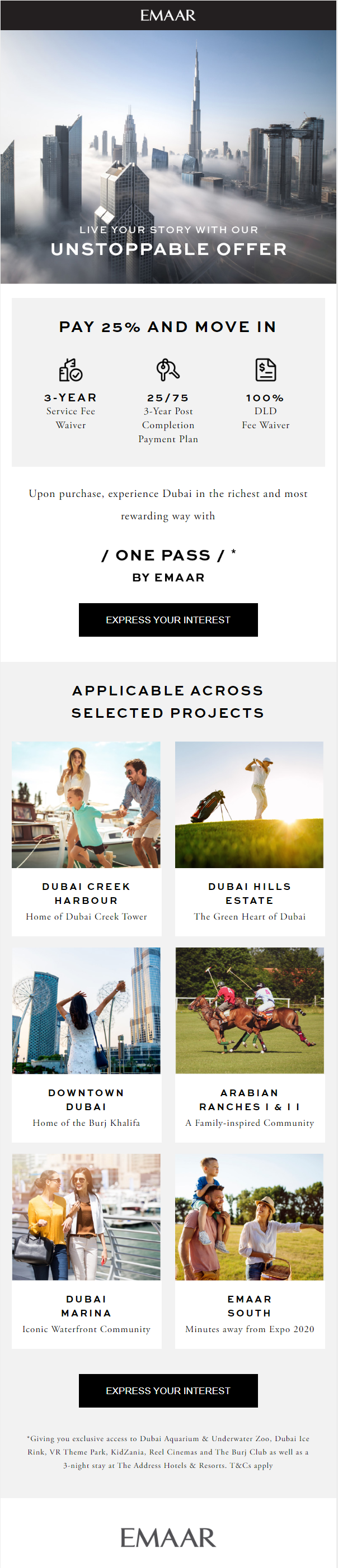 Pay 25% and move in at Emaar Properties in Dubai