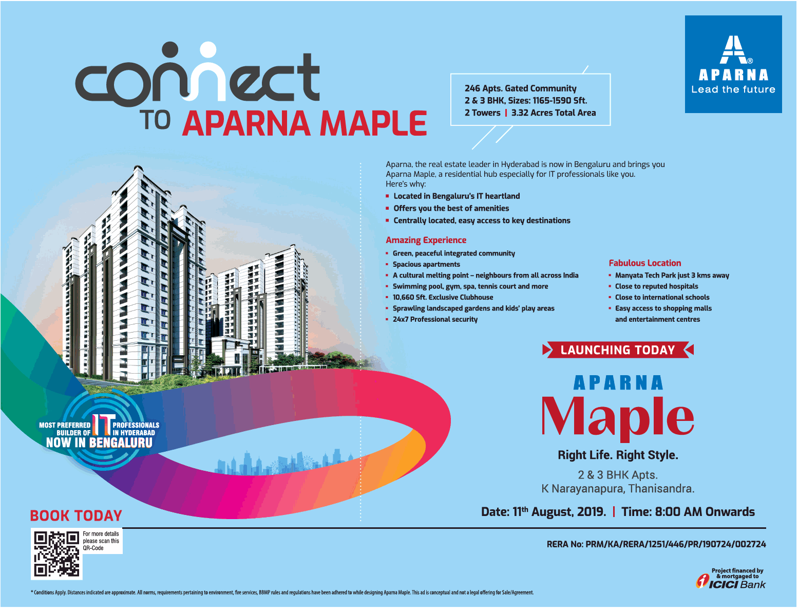 Launching today now  at Aparna Maple in Bangalore Update