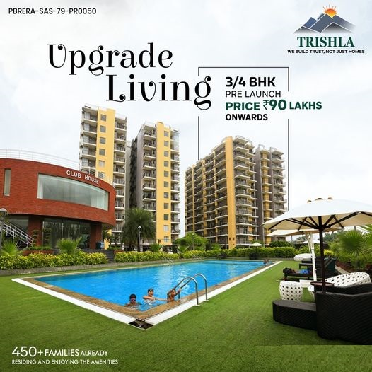 Book 3/4 BHK pre launch price Rs 90 Lac onwards at Trishla City, Chandigarh