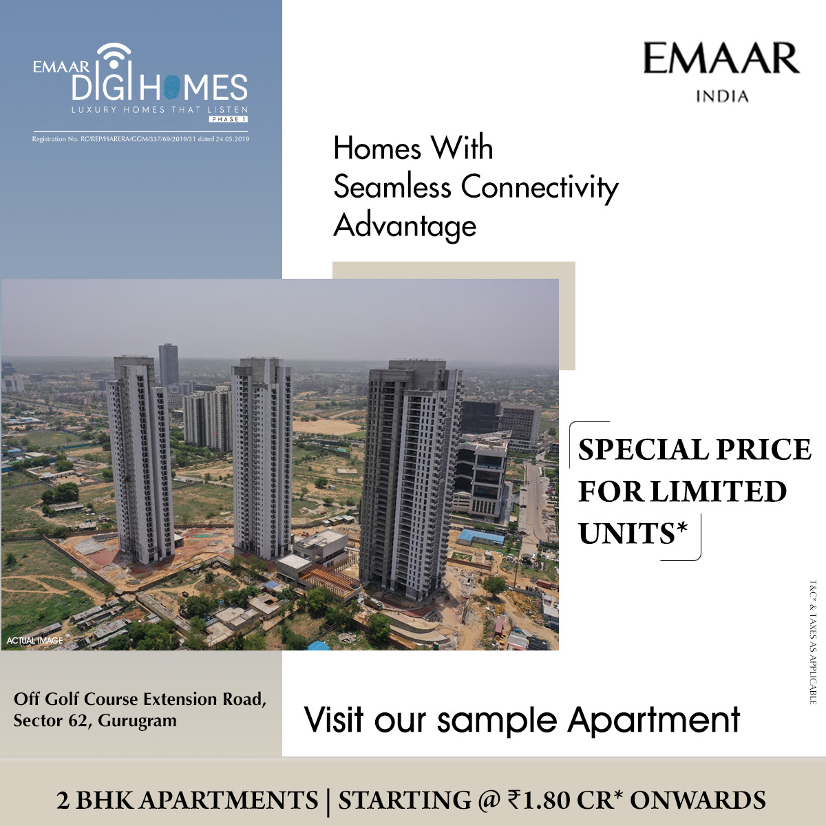 Special price for limited units at Emaar Digi Homes in Sector 62, Gurgaon