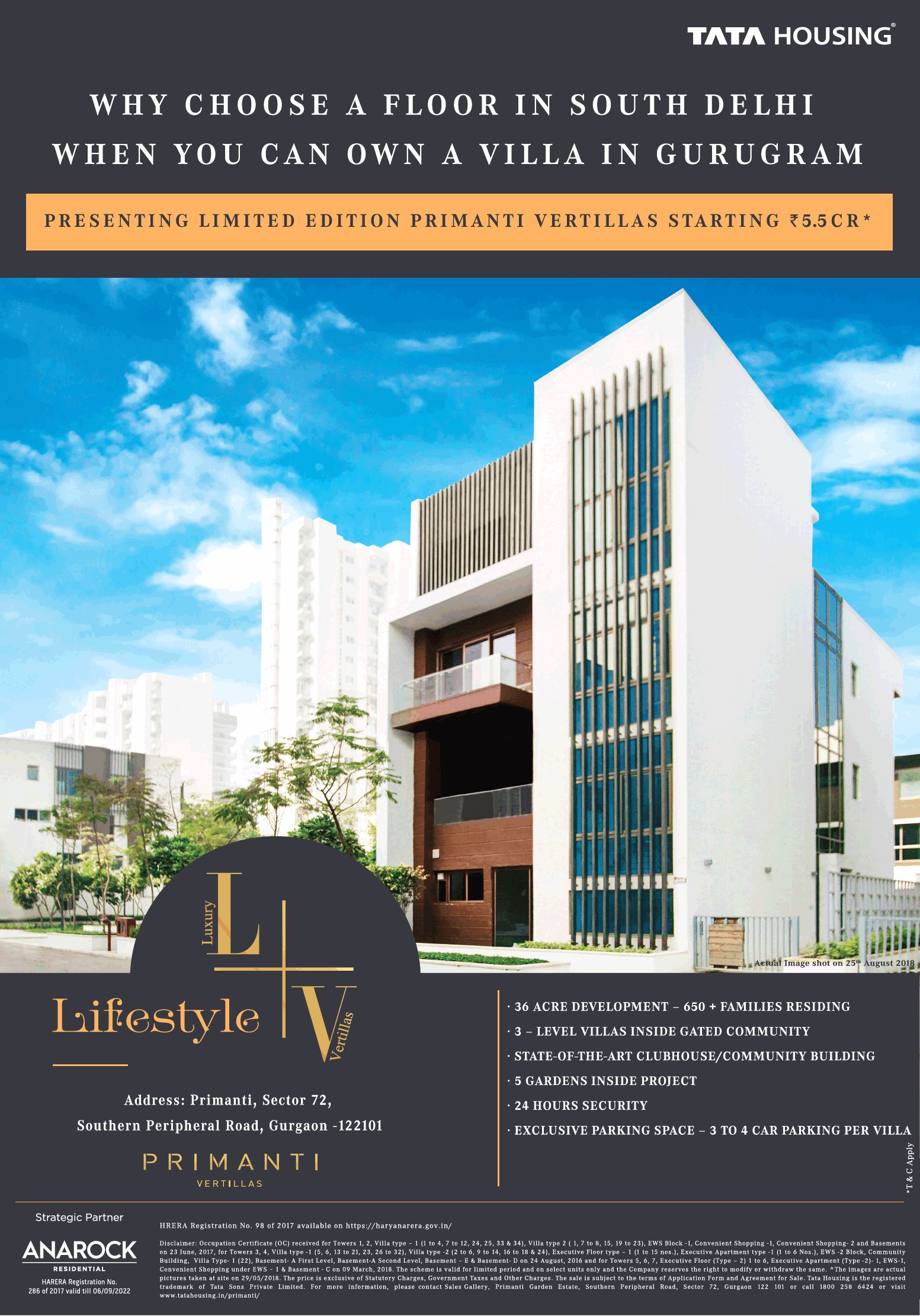 Presenting limited edition Primanti Vertillas price starting Rs 5.5 Cr in Sector 72, Gurgaon