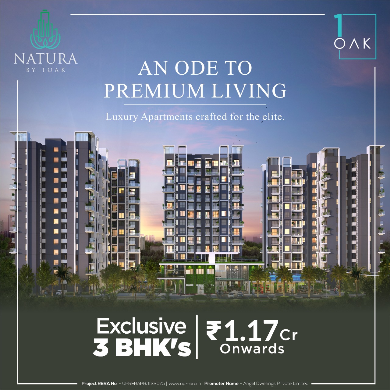 Exclusive 3 BHK Price starting Rs 1.17 Cr at 1OAK Natura, Lucknow