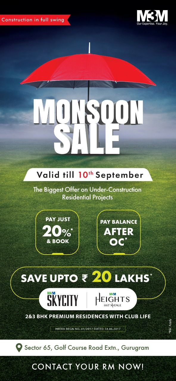 Pay just 20% and book home at M3M India in Gurgaon