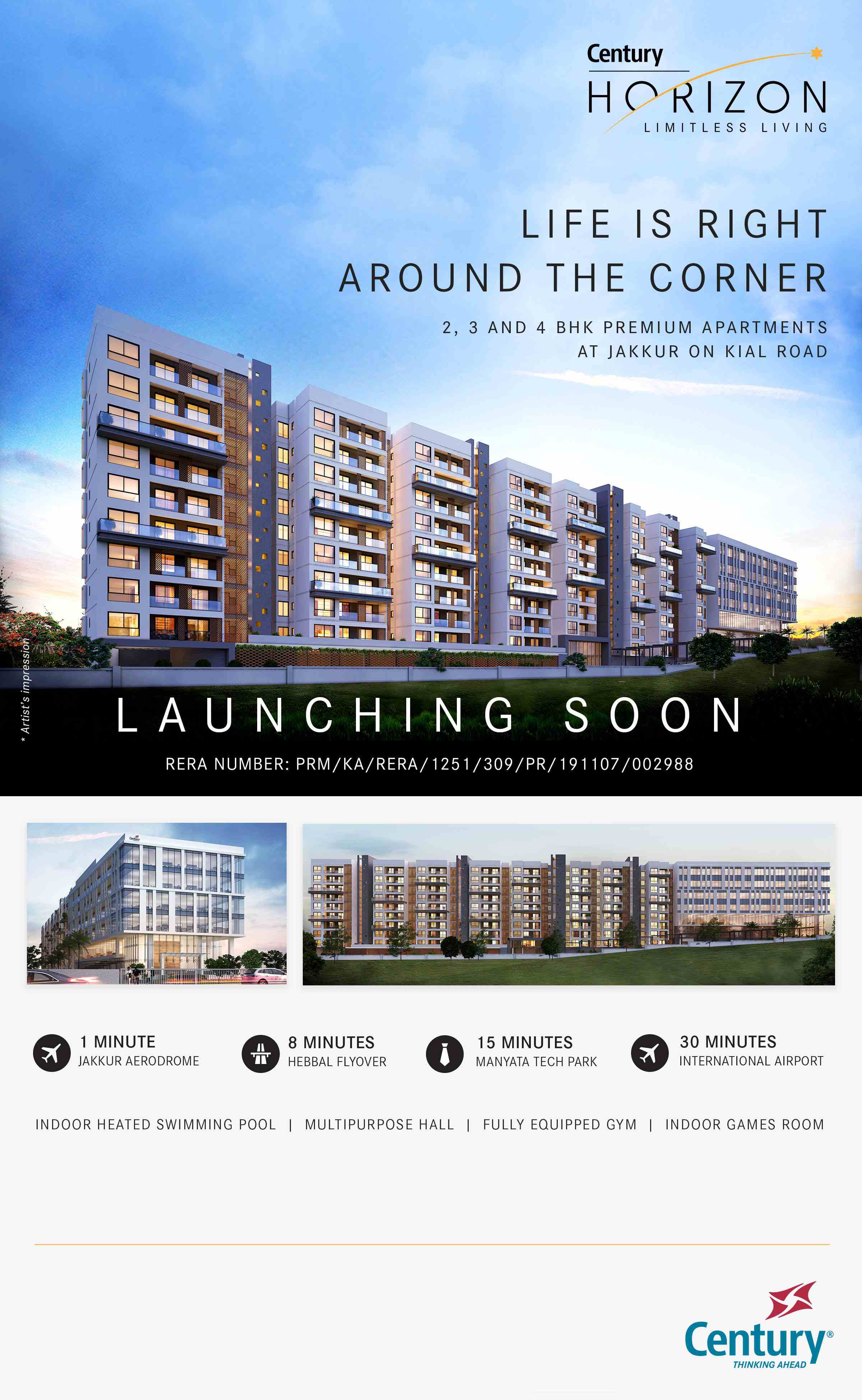 Launching soon 2, 3 and 4 BHK premium apartments at Century Horizon, Bangalore