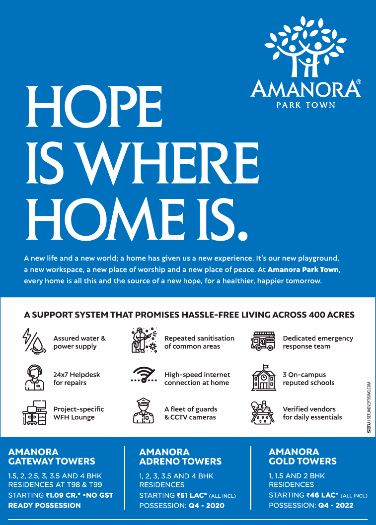 A support system that promises hassle free living  across 400 acre at Amanora Park Town in Pune Update