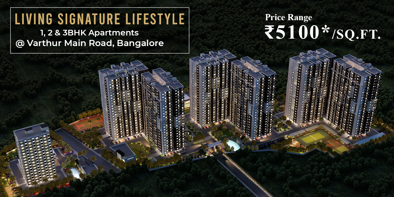 Book 1, 2 and 3 BHK apartments prices range Rs 5100 per Sqft at Candeur Signature, Bangalore Update