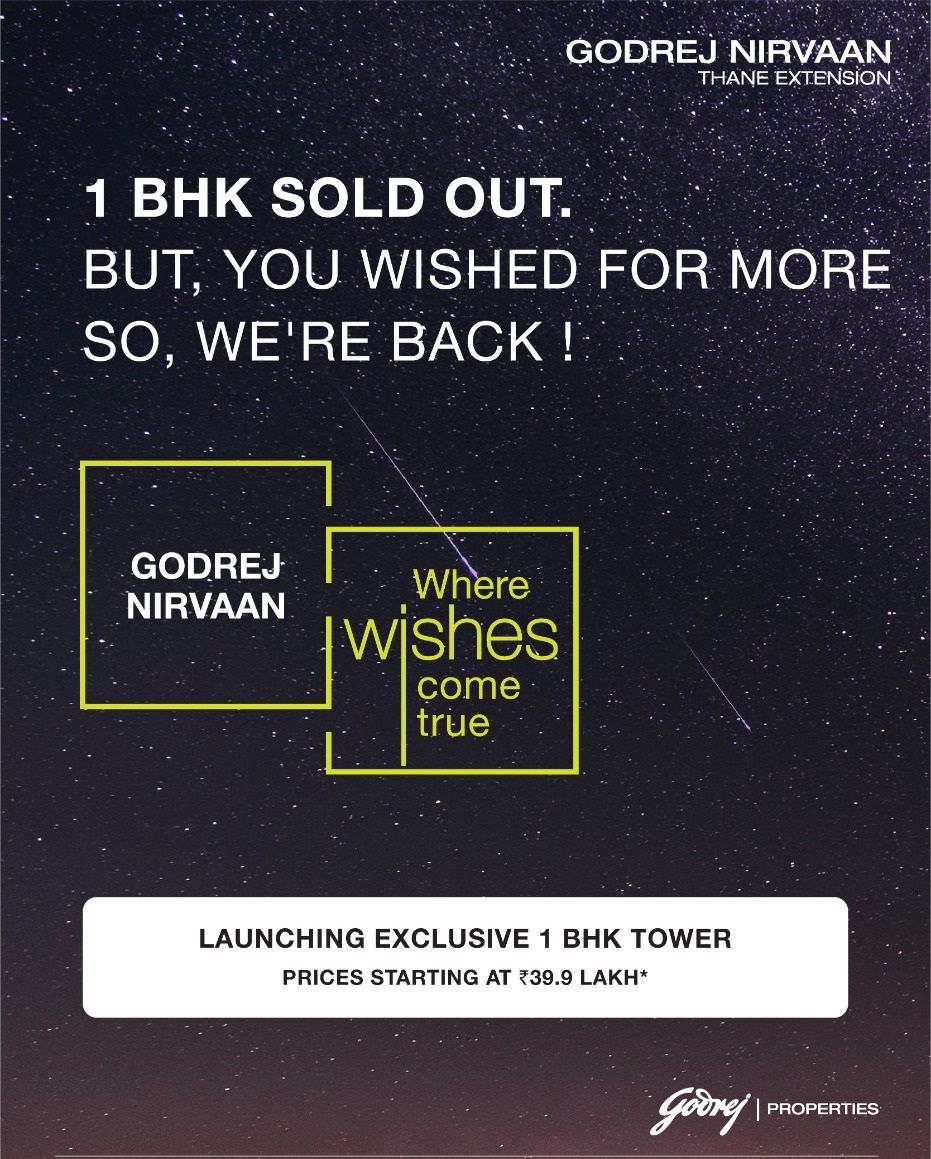 Launching exclusive 1 BHK tower  price starting at  Rs 39.9 Lakh at Godrej Nirvaan in Mumbai