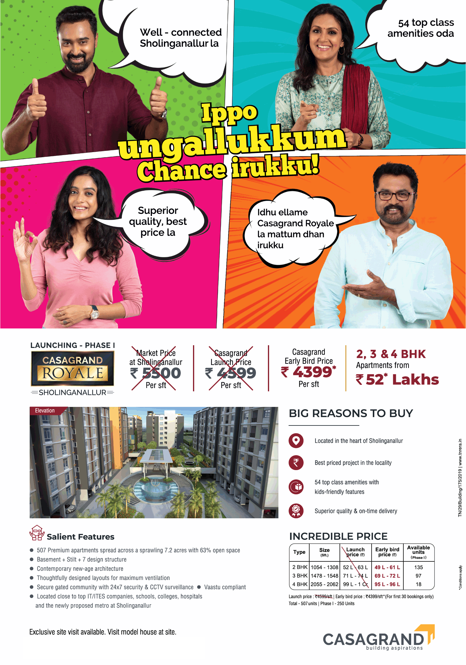 Launching phase 1 at Casagrand Royale in Sholinganallur, Chennai