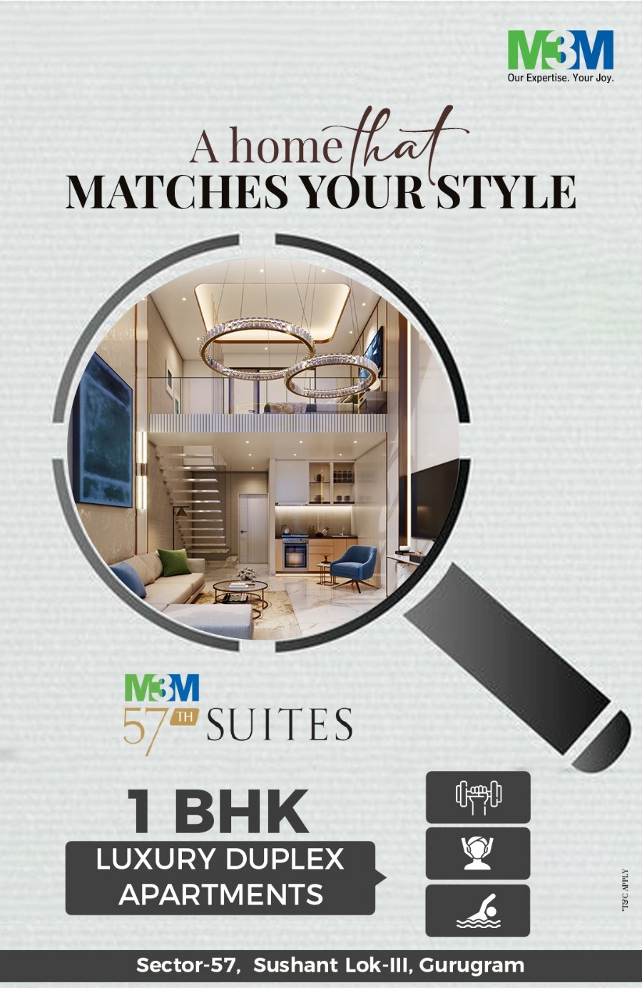 A home that matches your style at M3M 57th Suites, Gurgaon