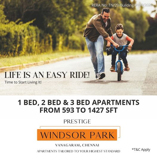 Prestige Windsor Park presenting 1, 2 & 3 bed apartments in Vanagaram, Chennai