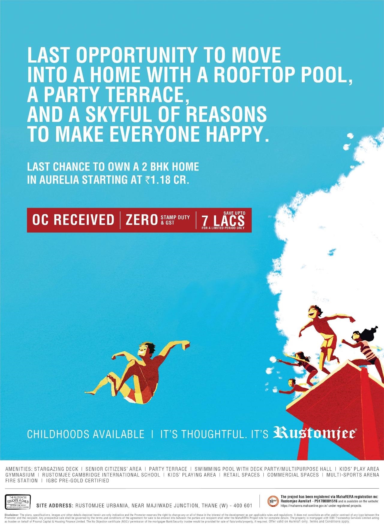 Last chance to own a 2 bhk home in aurelia starting at Rs 1.18 cr at Rustomjee Urbania, Mumbai Update