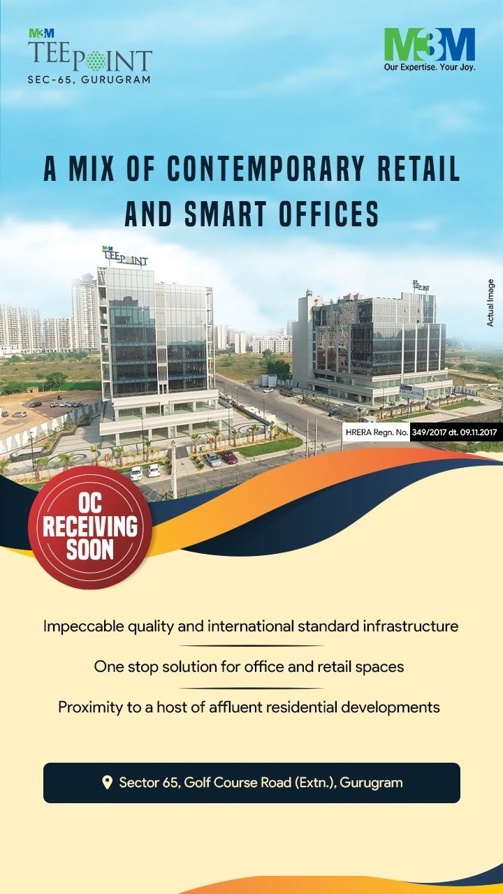 A mix of contemporary retail and smart offices at M3M Tee Point, Gurgaon