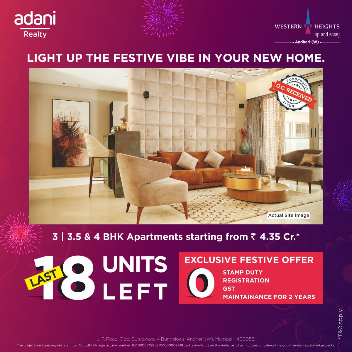 Last 18 unit left  at Adani Western Heights in Mumbai