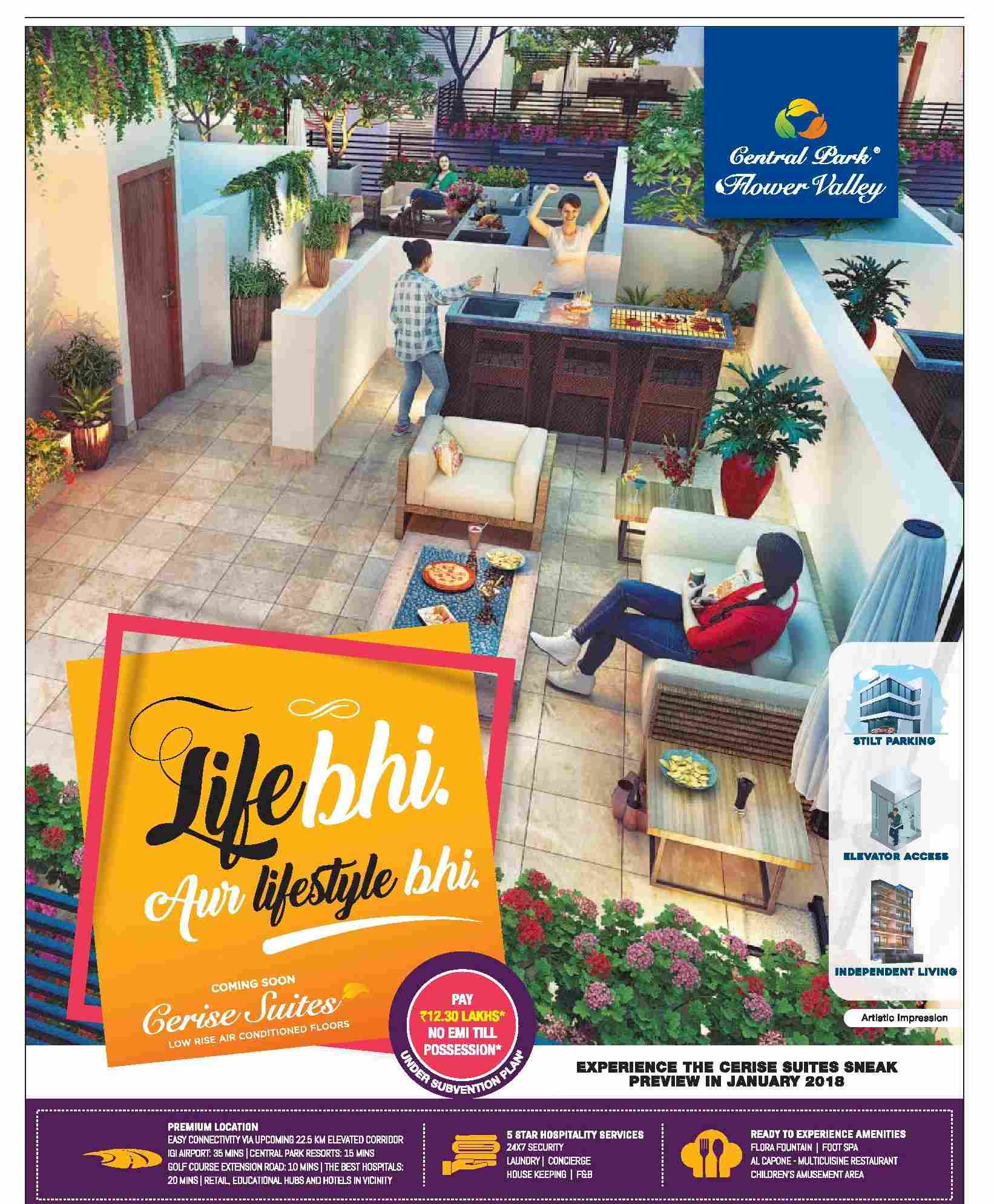 Experience the Cerise Suites sneak preview at Central Park 3 Cerise Suites in Sohna