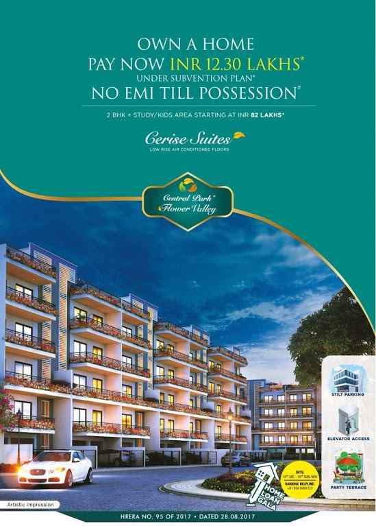 Live in low rise air-conditioned floors at Central Park 3 Cerise Suites  in Sohna