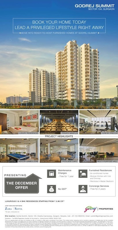 Book your home today and lead a privileged lifestyle right away at Godrej Summit in Gurgaon