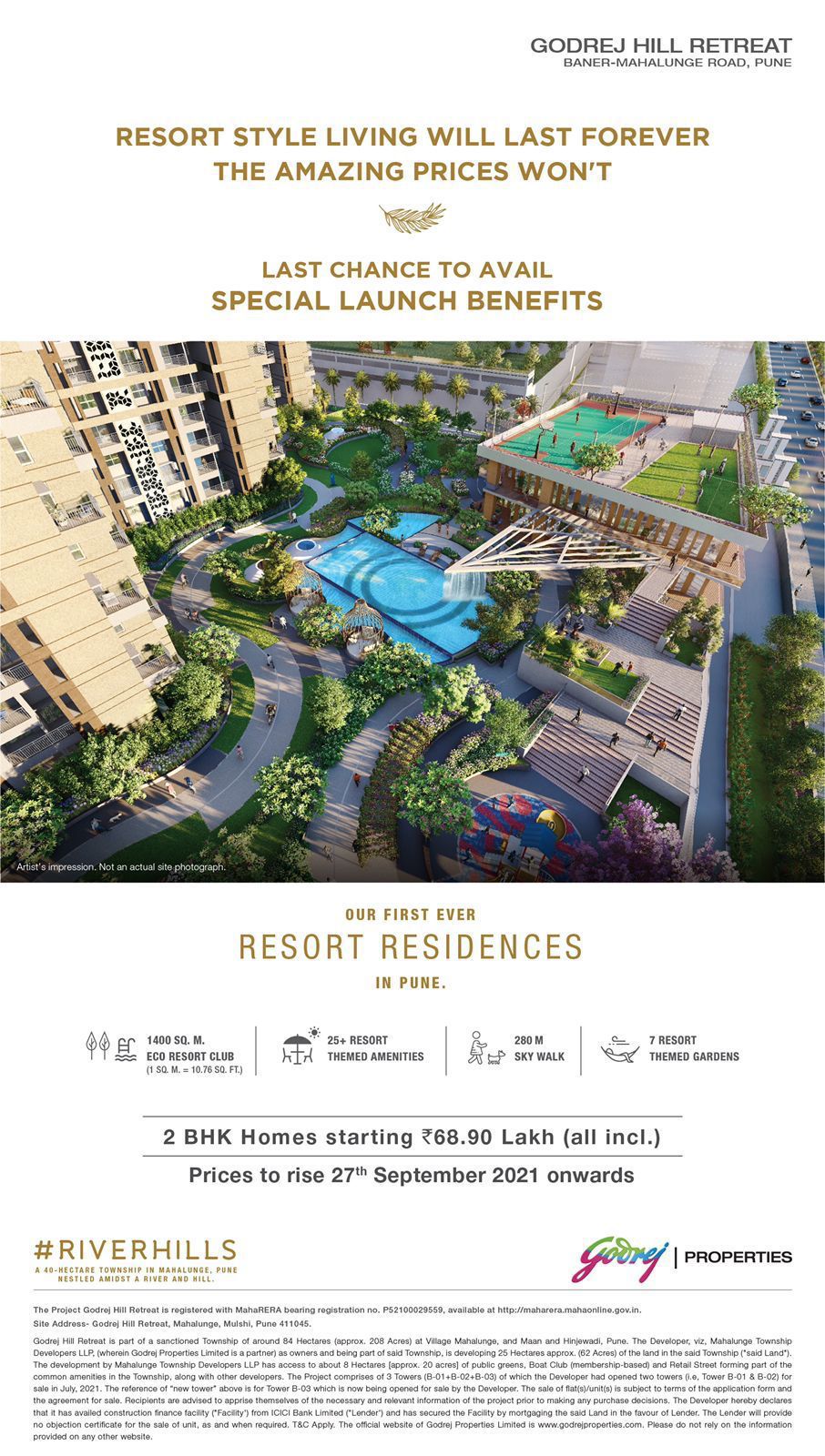 Last chance to avail special launch benefits at Godrej Hill Retreat in Pune