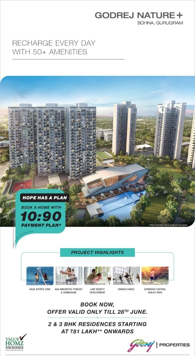 Book now, offer valid only till 28th June at Godrej Nature Plus in Gurgaon