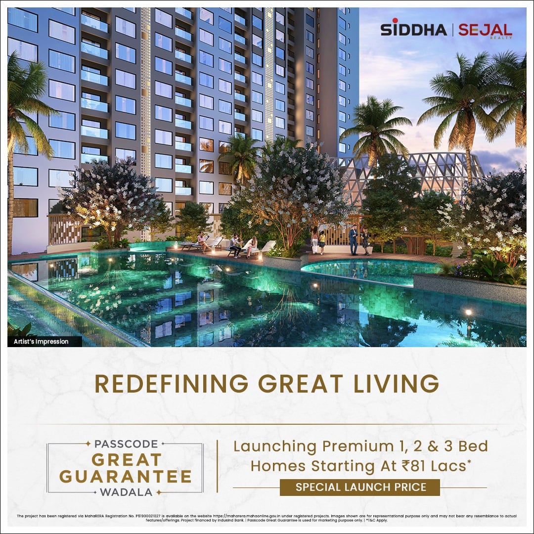 Launching premium 1, 2 & 3 bed homes starting Rs 81 Lac at Siddha Passcode Great Guarantee, Mumbai