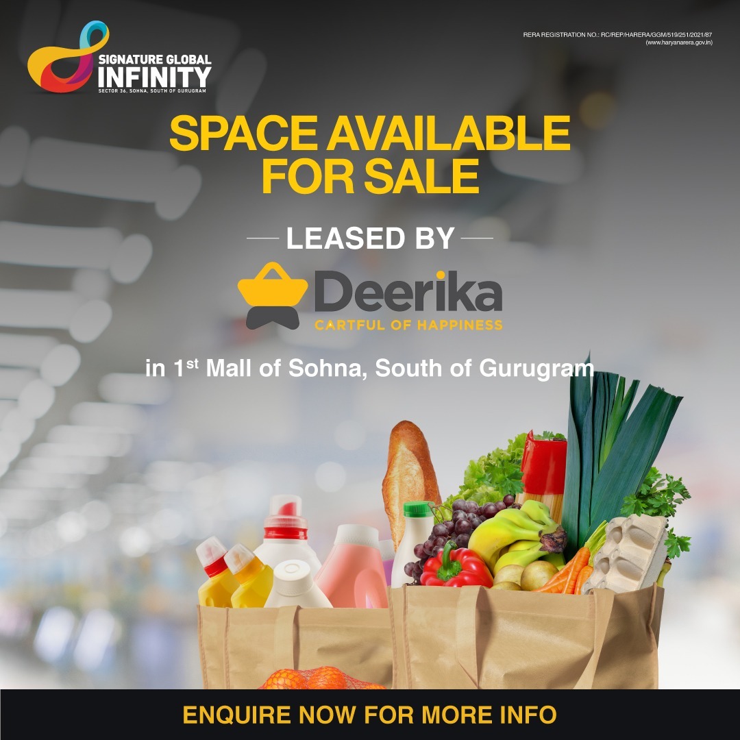 Space available sale for leased by Deerika at Signature Global Infinity Mall in Sohna, South of Gurgaon Update