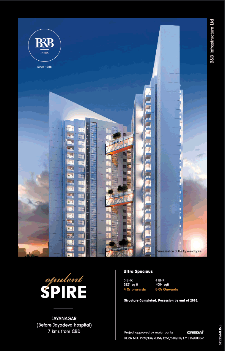Book 3 and 4 BHK at B And B Opulent Spire in Bangalore