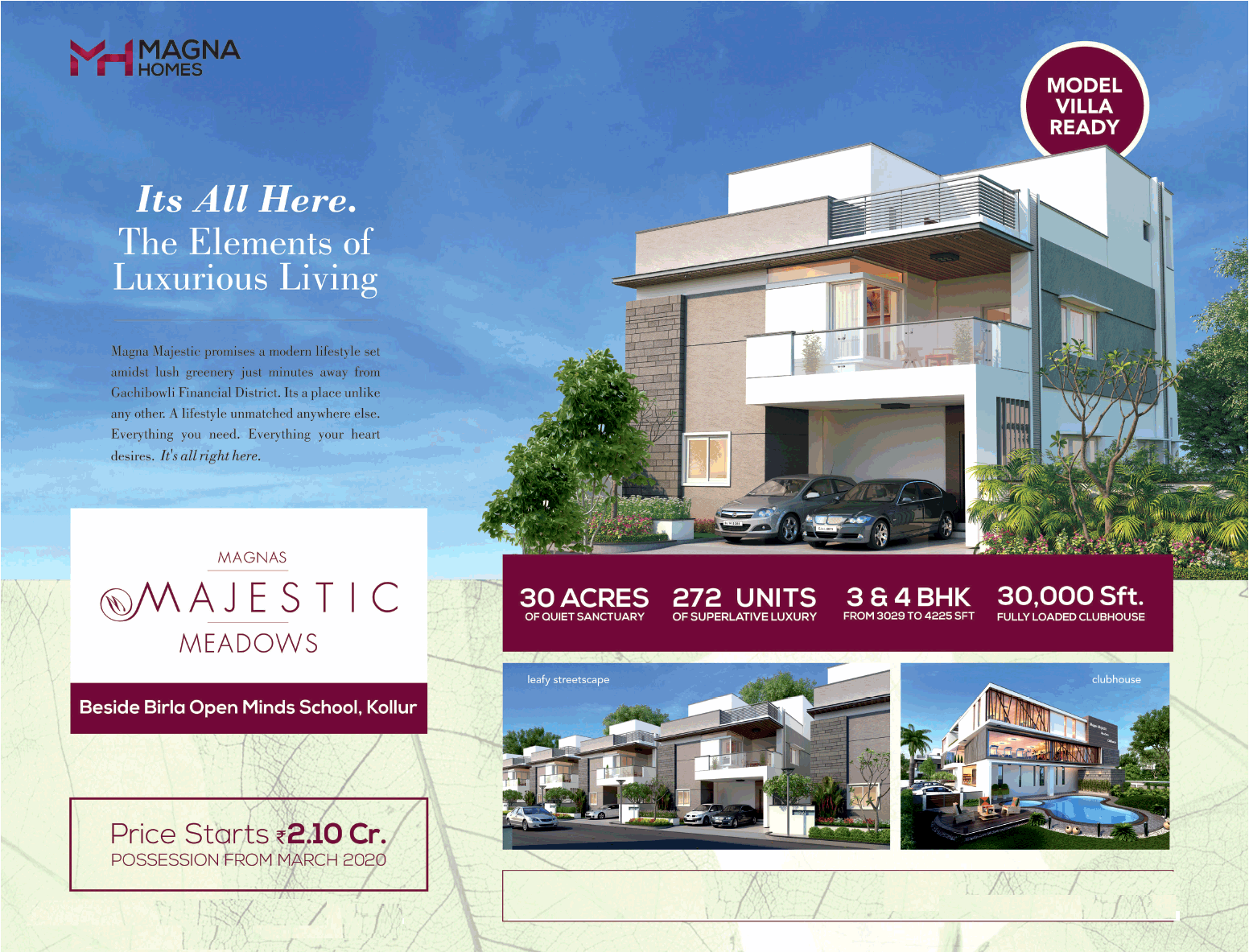 3 and 4 BHK starts at Rs 2.10 Cr in Magnas Majestic Meadows, Hyderabad Update