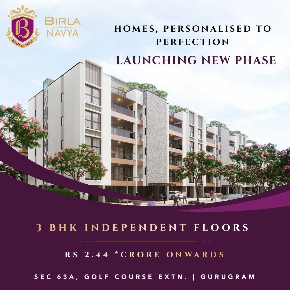 Birla Navya own 3/4 BHK low rise premium floors Rs 2.44 Cr onwards in Gurgaon