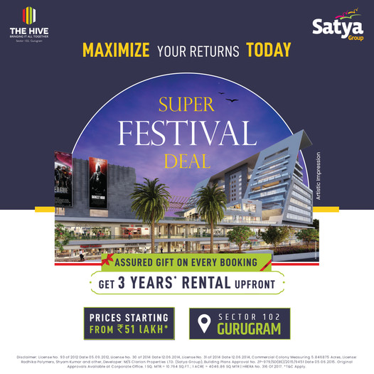 Assured gift on every booking at Satya The Hive, Gurgaon