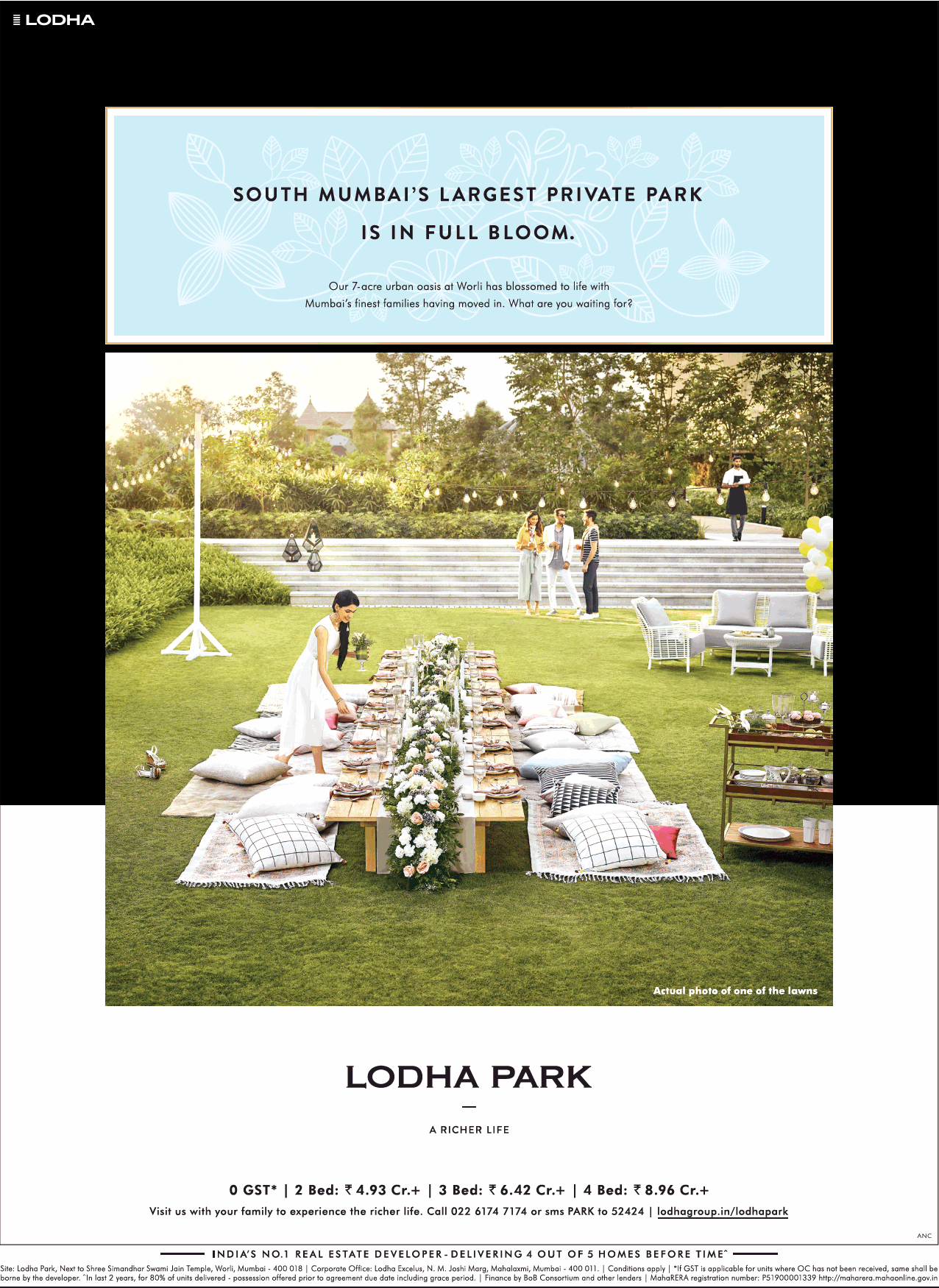 South Mumbai's largest private park is in full bloom at Lodha The Park