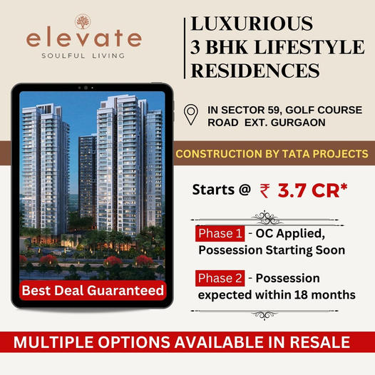 Luxury 3 Bed Residences Starts Rs 3.7 Cr at Conscient Hines Elevate in Sector 59, Gurgaon