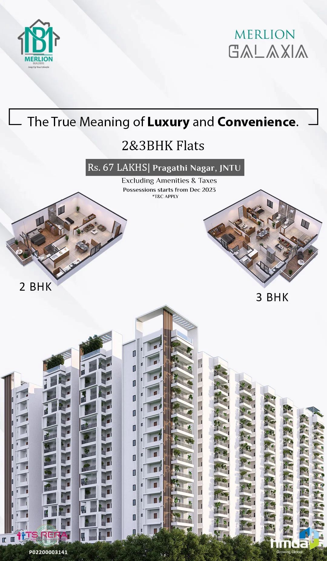 The true meaning if luxury and convenience 2 and 3 BHK Rs 67 Lac at Merlion Galaxia, Hyderabad