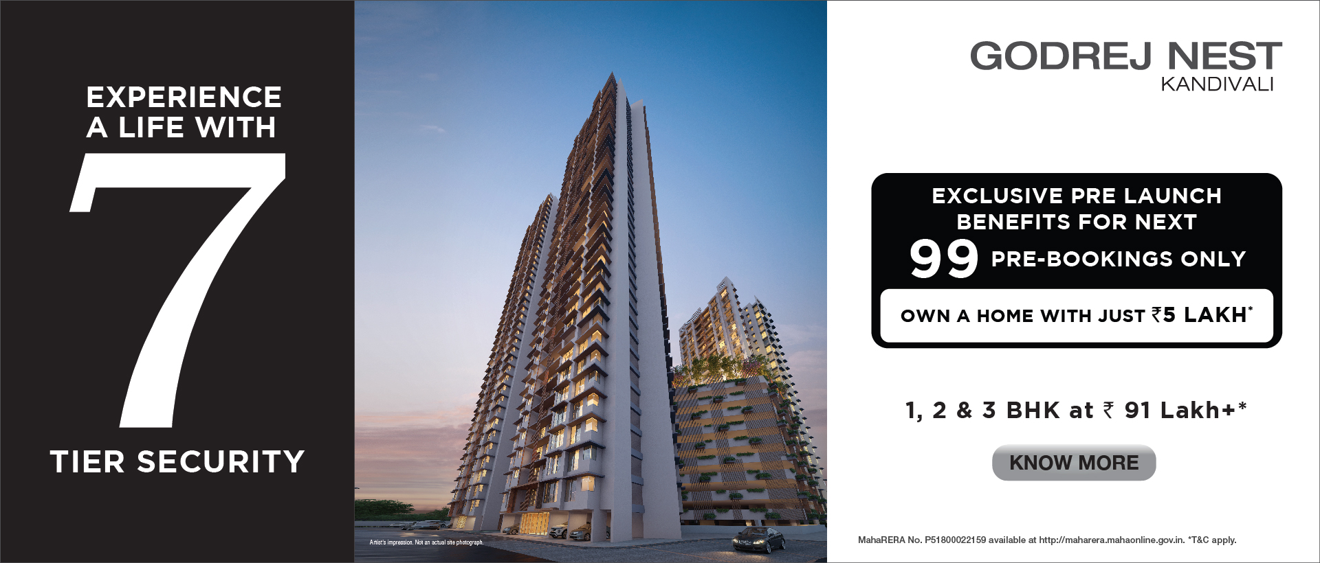 1, 2 and 3 bhk at Rs 91 lakh onwards at Godrej Nest in Noida