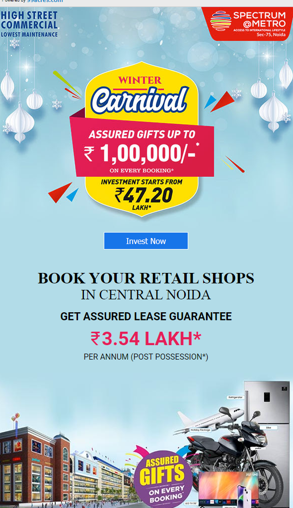 Assured gift upto Rs 1 Lc on every booking at Blue Spectrum Metro in Noida