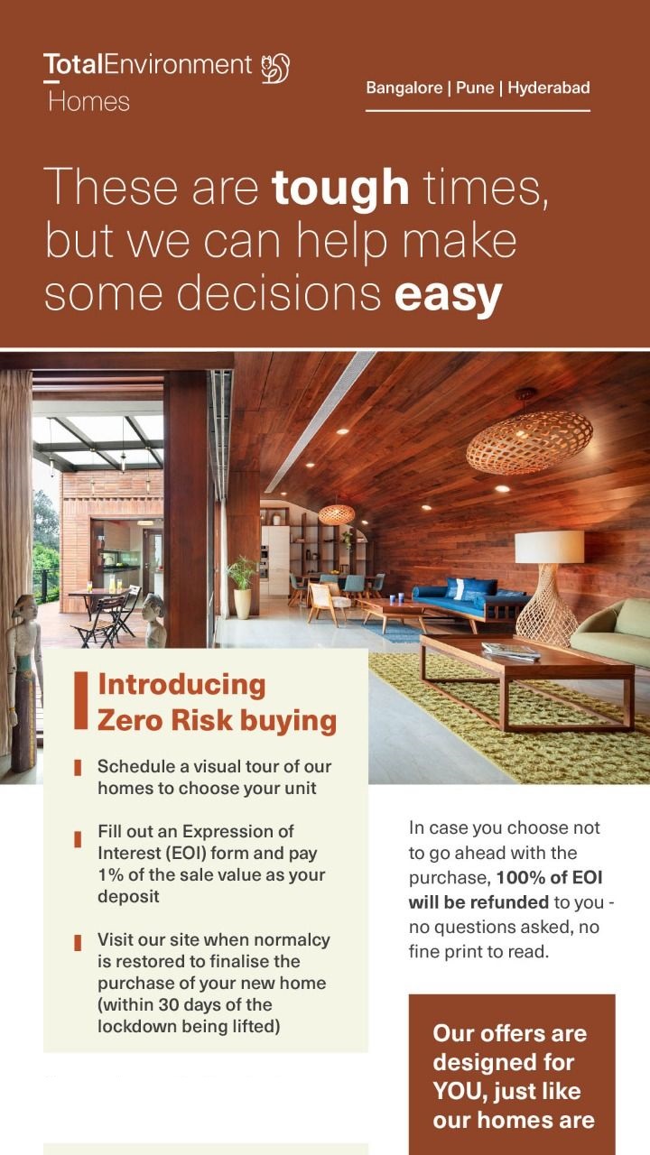 Introducing zero risk buying at Total Environment Homes in Bangalore