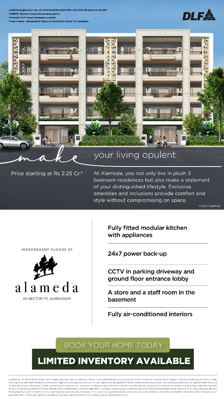 Limited inventory available at DLF Alameda in Sector 73, Gurgaon