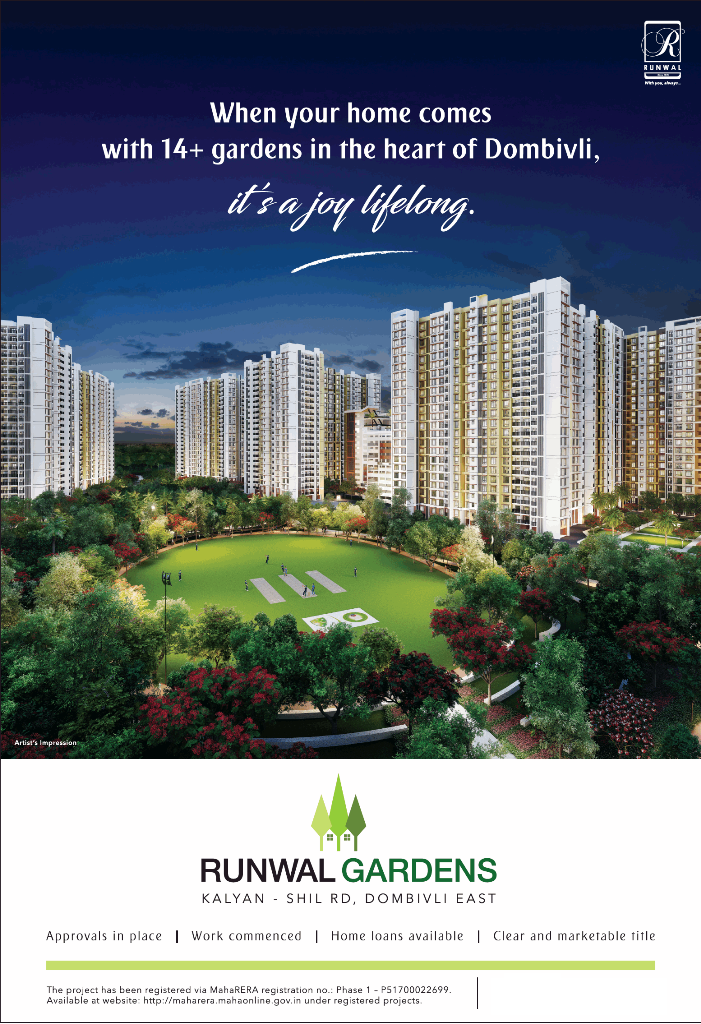 Runwal Garden when your home comes with 14+ gardens in the heart of Dombivli, Mumbai