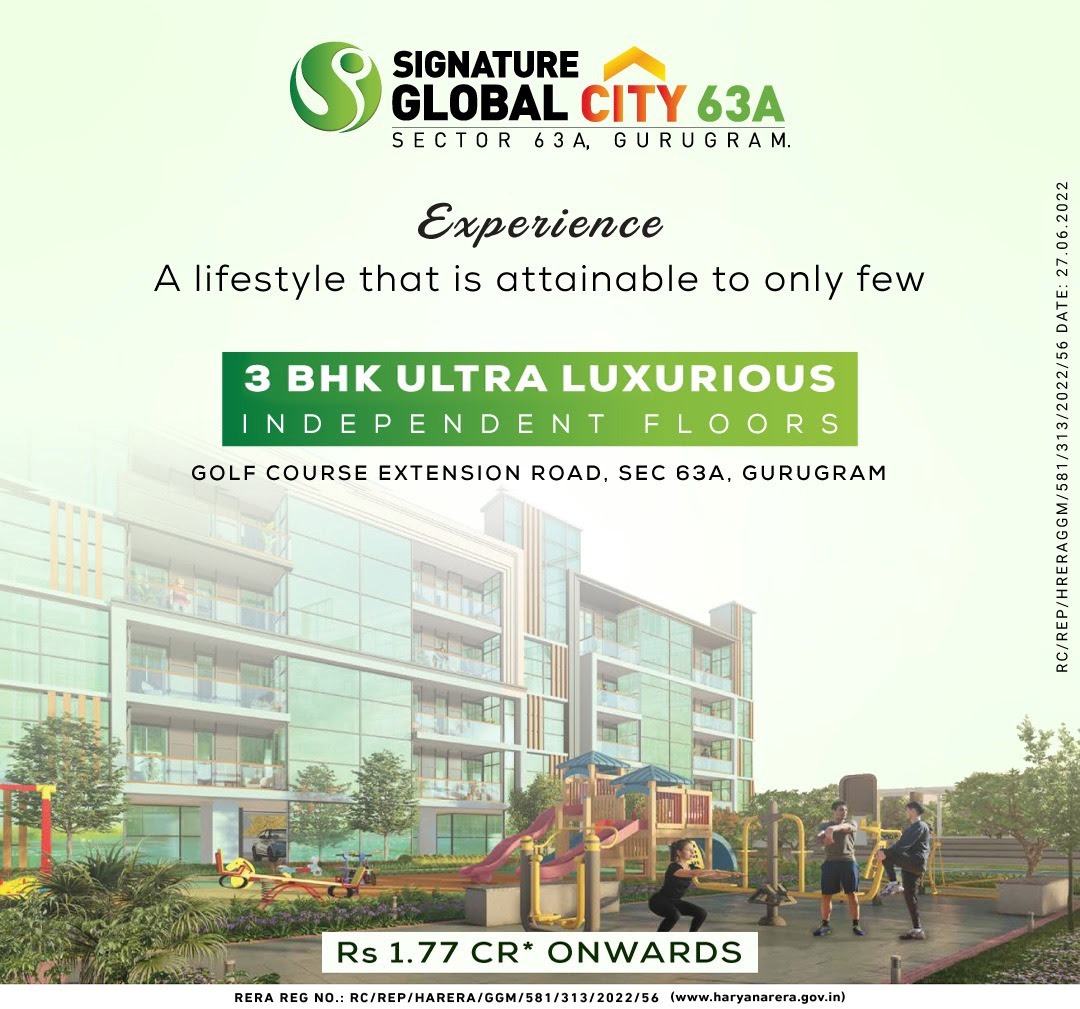 Booking open Signature Global City Floors Price Start @ Rs 1.77 Cr in Sector 63A, Gurgaon