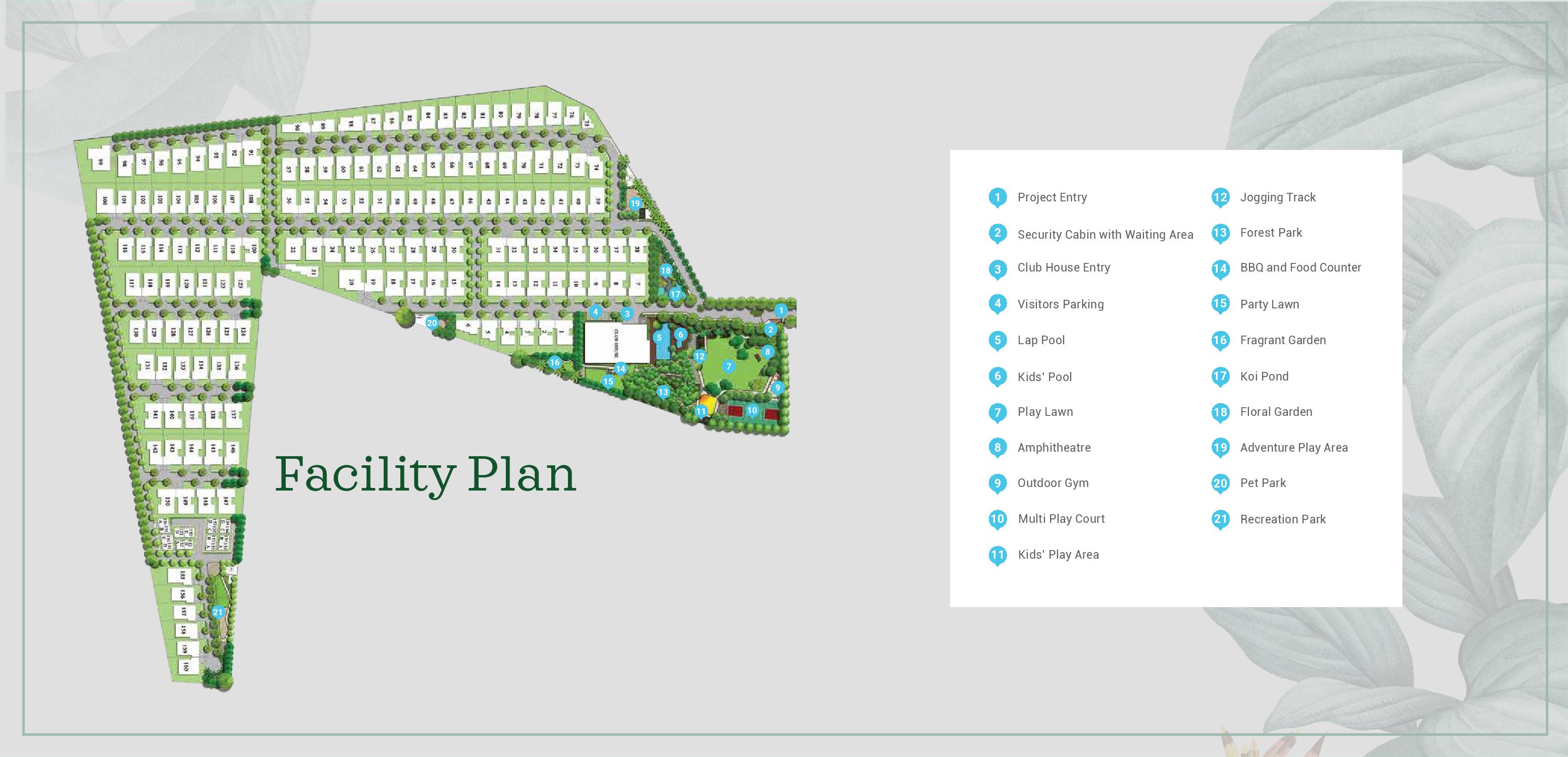 Facility Plan at Adarsh Sanctuary in Bangalore