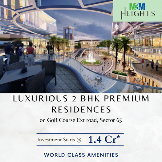 Luxurious 2 BHK premium residences Rs 1.4 Cr at M3M Heights in Gurgaon