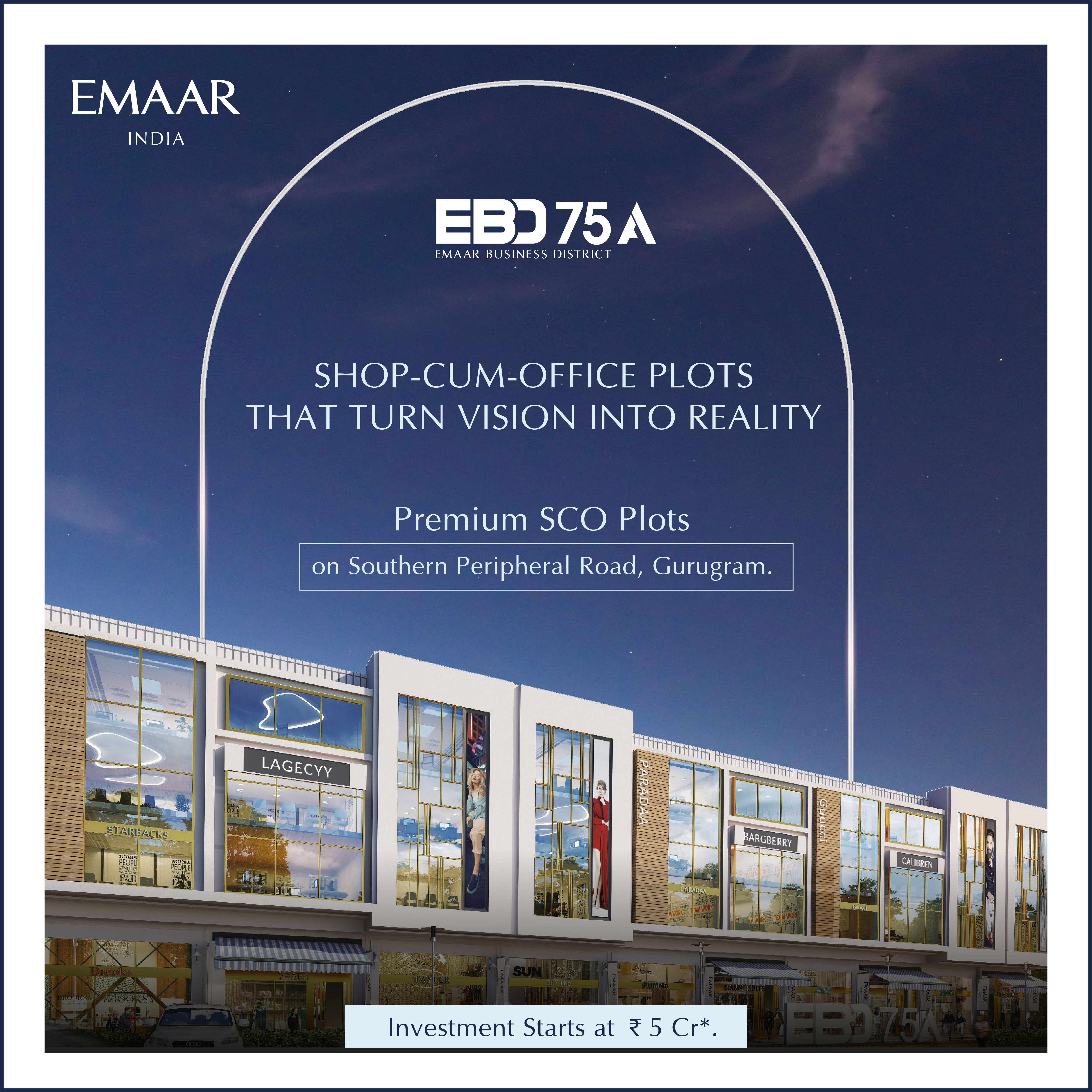 Investment starts Rs 5 Cr at Emaar EBD 75A, Gurgaon