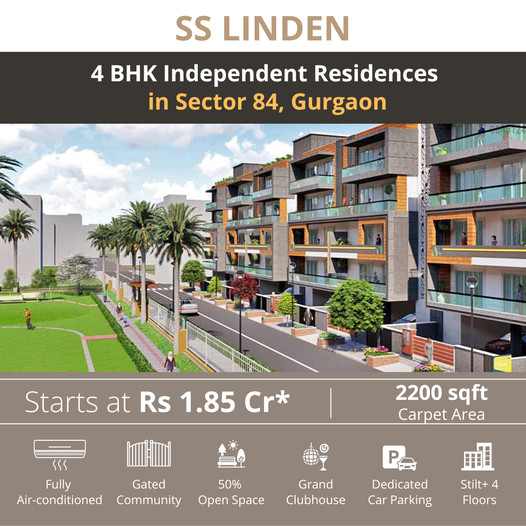 SS Linden 4 BHK independent residences Rs 1.85 Cr at Sector 84, Gurgaon