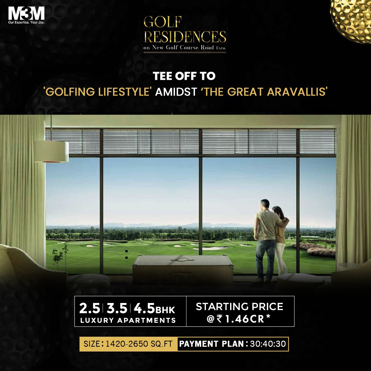 Presenting 30:40:30 payment plan at  M3M Golf Hills Phase 1, Gurgaon