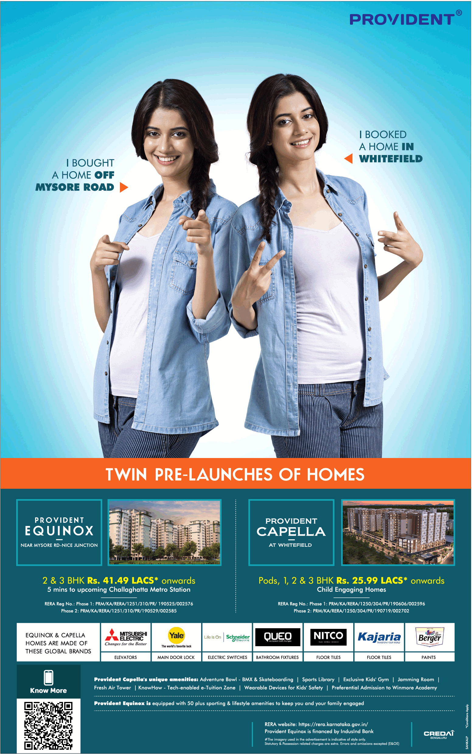 Twin pre-launches of homes at Provident Housing, Bangalore Update