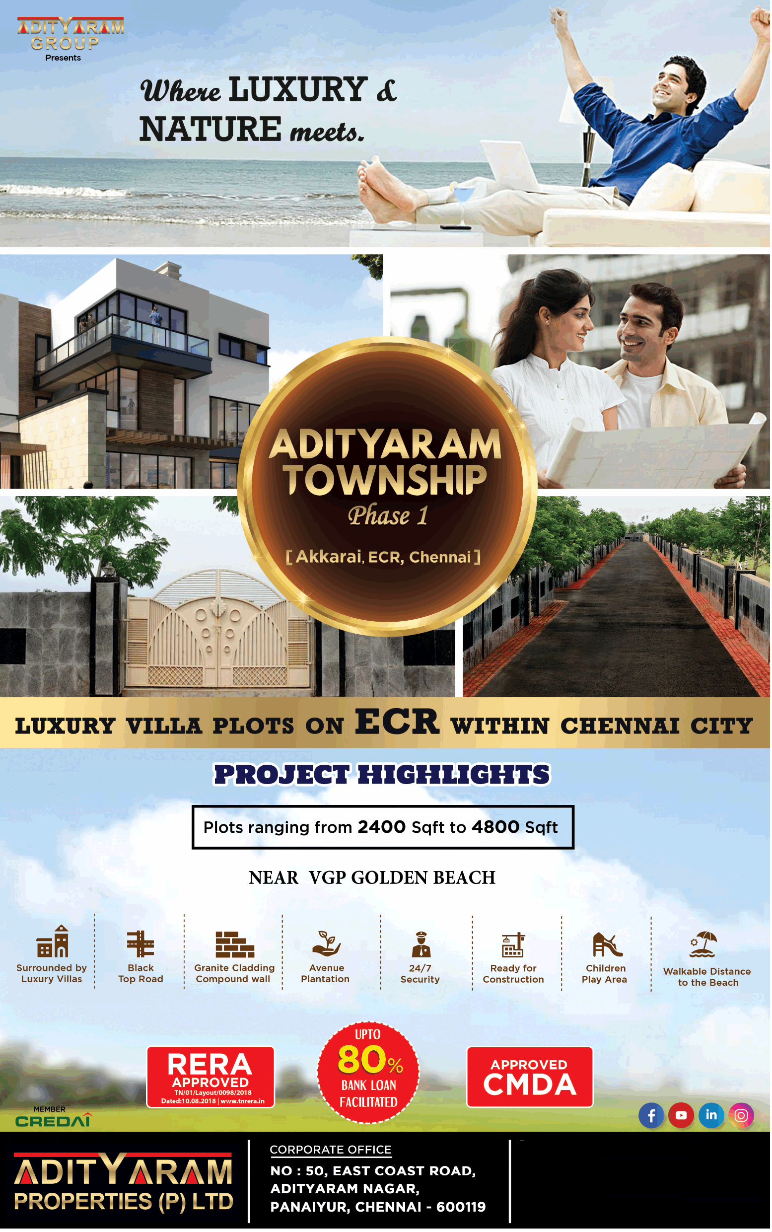 Adityaram Township luxury villa plots on ECR within Chennai City Update