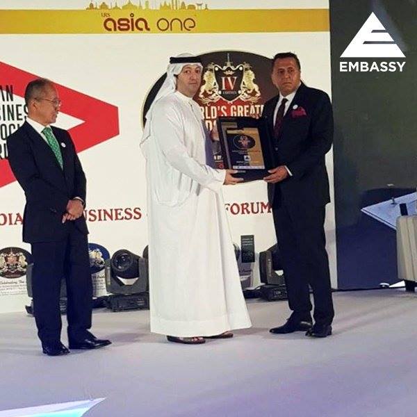 Embassy Industrial Parks awarded World’s Greatest Brands & Leaders 2017-18 Asia GCC Award