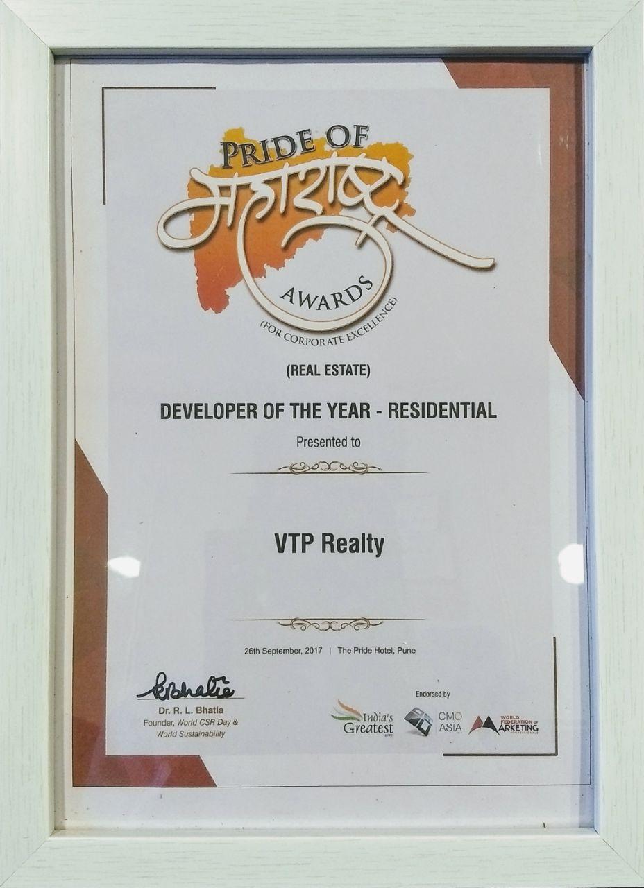 VTP Realty awarded "Developer of the year - Residential" award by Pride of Maharashtra